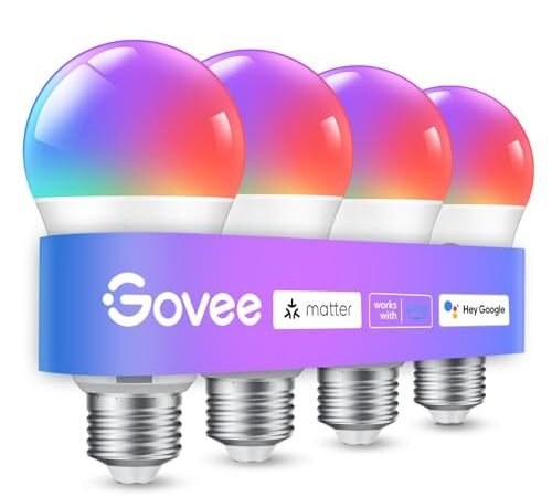 Govee Smart Light Bulbs A19, 800 Lumens, 4-Pack (H6008)